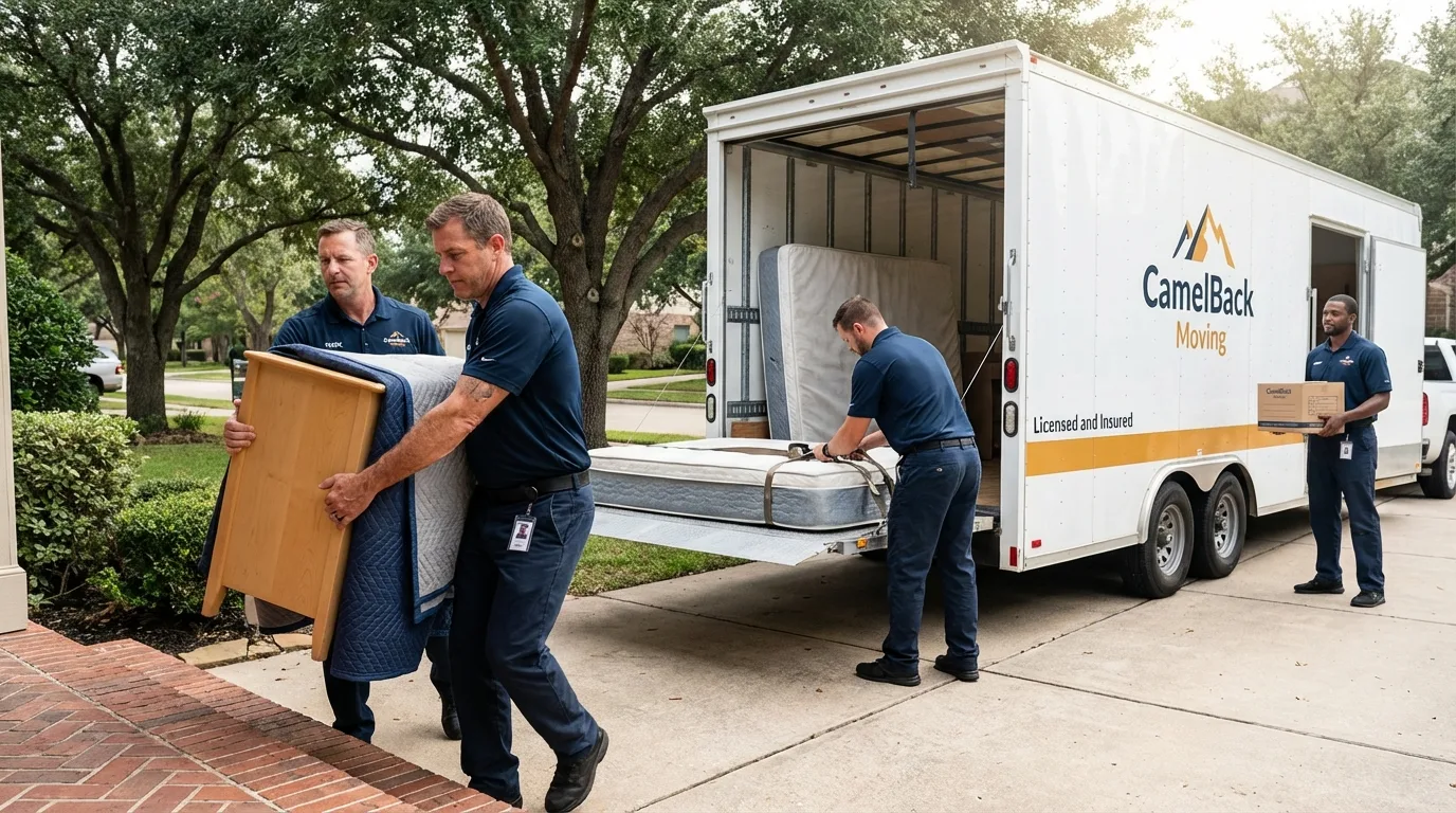 Crew loading residential truck for cross-state move from Montgomeryville, PA