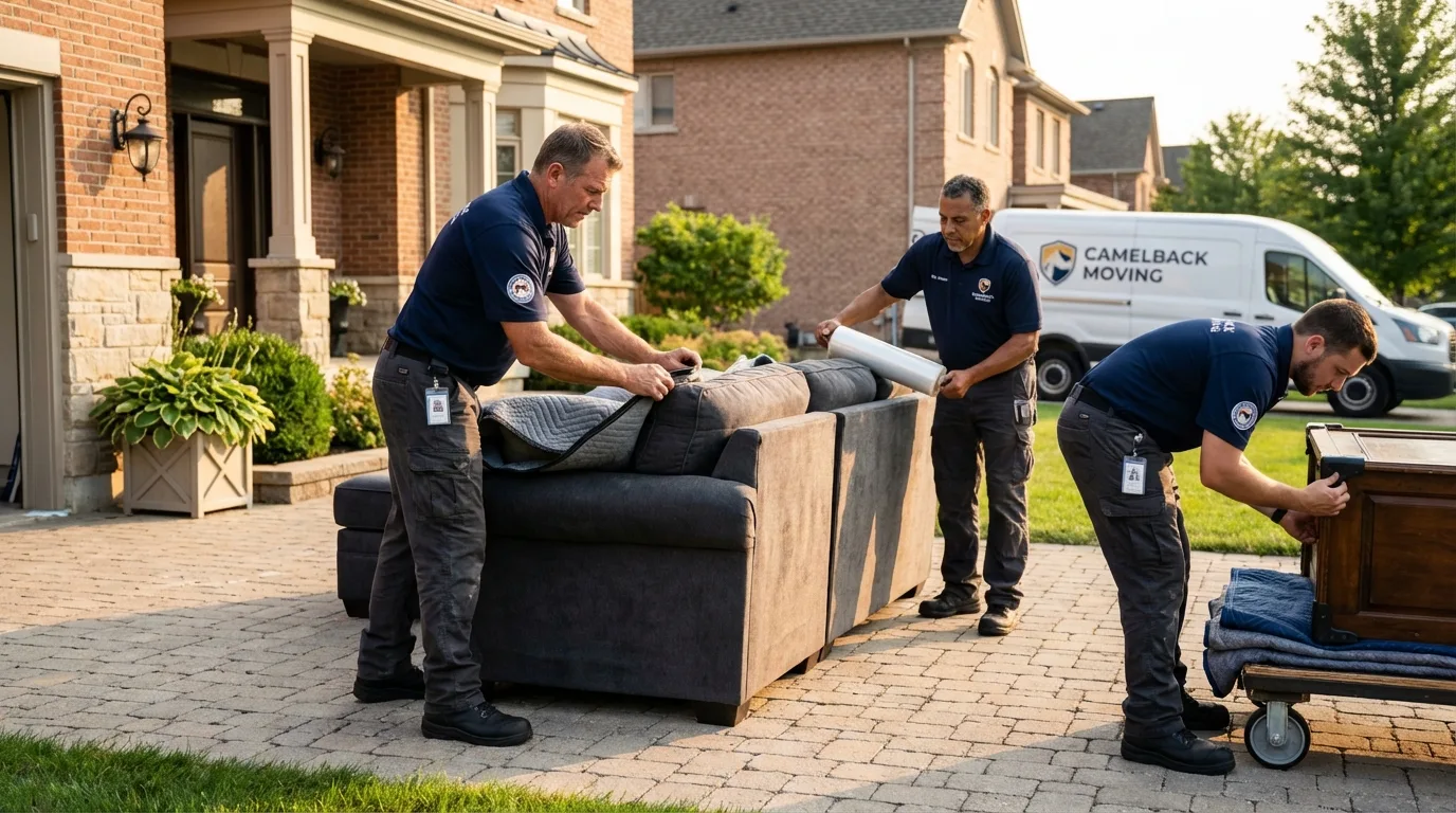 Large estate moving crew wrapping furniture in Montgomeryville, PA