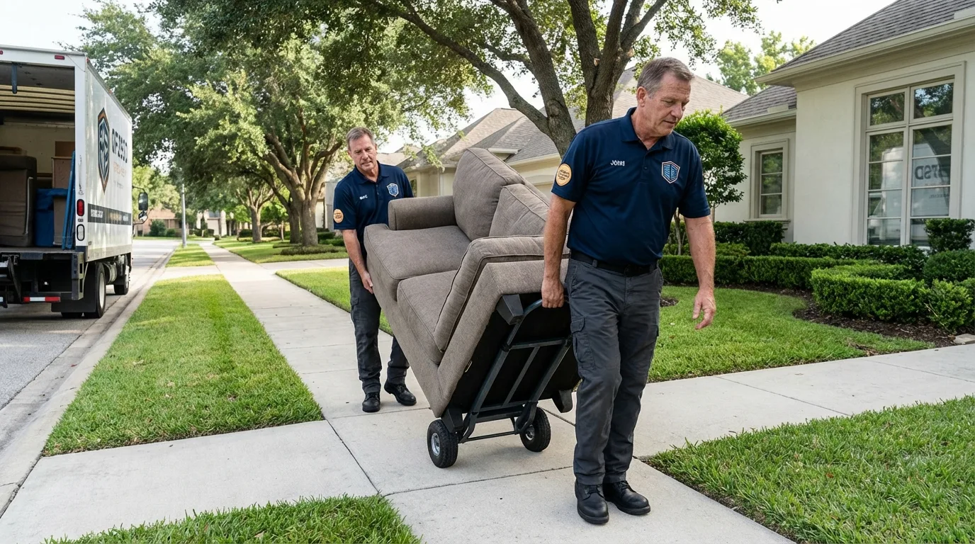 Local residential moving crew loading furniture in Montgomeryville, PA